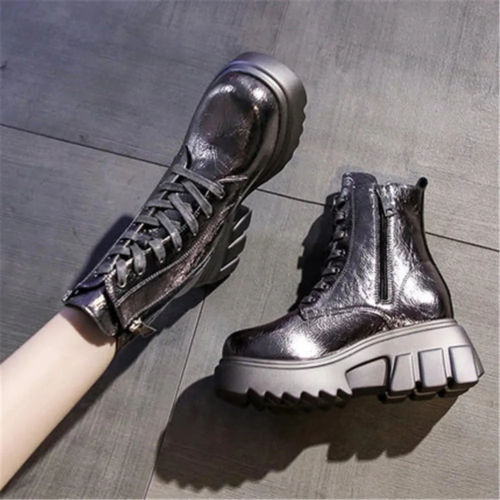 Ins In The Tide Increased Slimming Short Boots - Grey