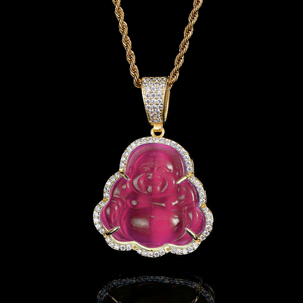 Hip Hop Necklace Opal Maitreya Buddha Pendant Necklace