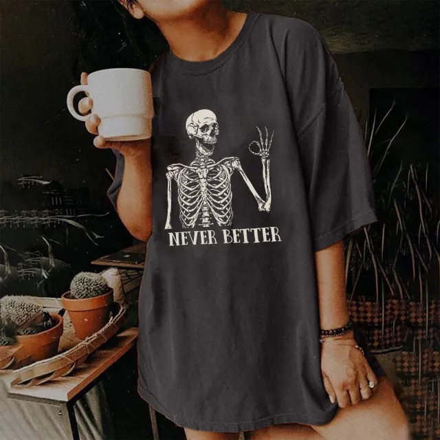 Women's Short Sleeved Vintage T shirt Skull Print High Street Fashion 27801Color - Shop at LoveMi