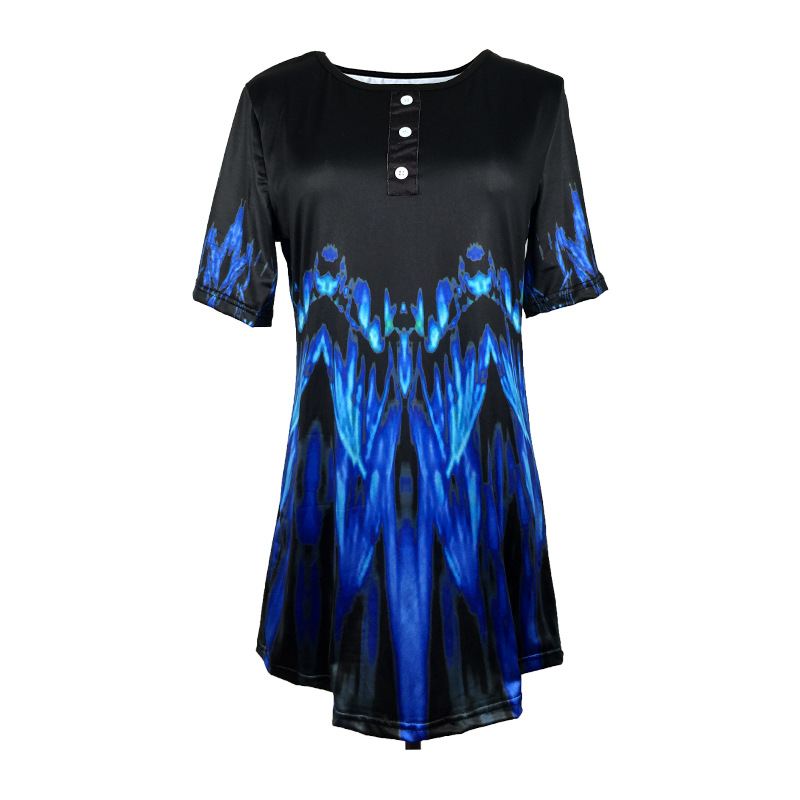 Title 3, Gradient Print Round Neck Single Row Short Sleeves