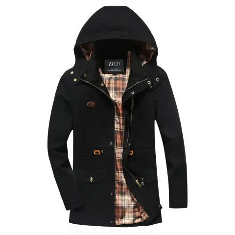 Military Style Mid Length Uniform Cotton Jacket