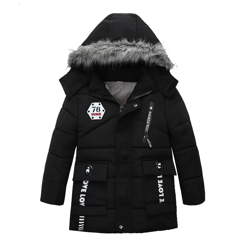 Fashion Boys Thicken Letter Print Hooded Cotton