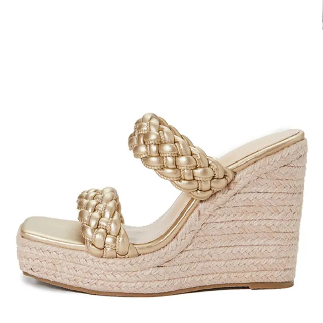 Sloped Toe High Heel Sandals Female Gold - Shop at LoveMi