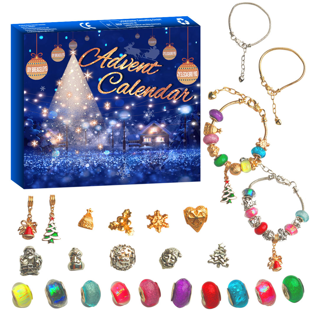 Christmas 24 Digital Countdown Blind Box DIY Bracelet Christmas Advent Children Blind Box