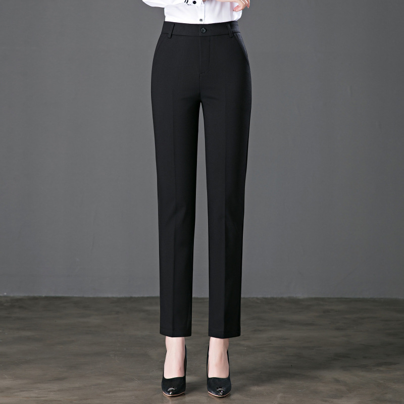 Ladies Autumn New High Waisted Stretch Loose Straight Pants