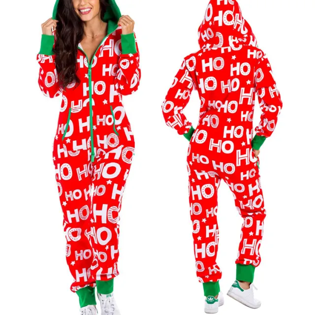 One piece Pajamas Women Autumn And Winter Couples Hooded Home Service Jumpsuit Red - Shop at LoveMi