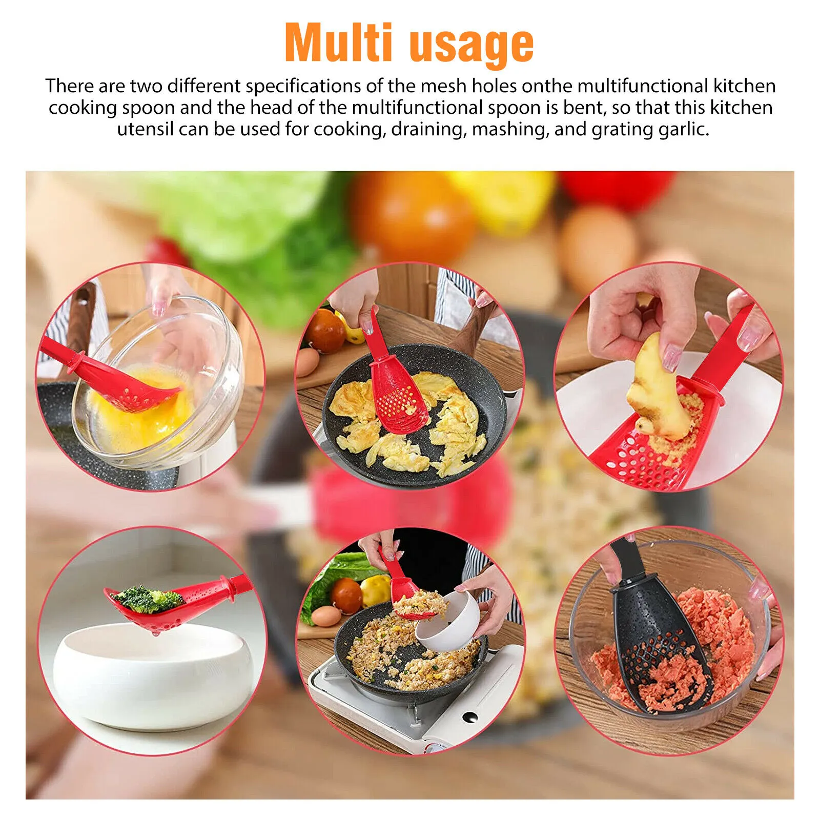 2PCS Kitchen Cooking Spoon Tool Multifunction Scoop Soup Skimmer Heat Resistant Kitchen Cooking Spoon – image 4