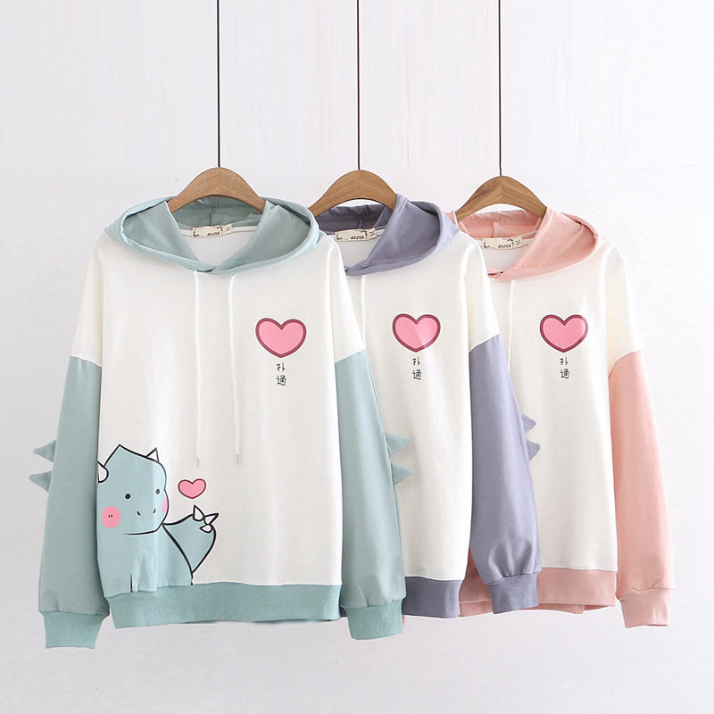 Title 12, Bixin dinosaur print color block long sleeve sw...