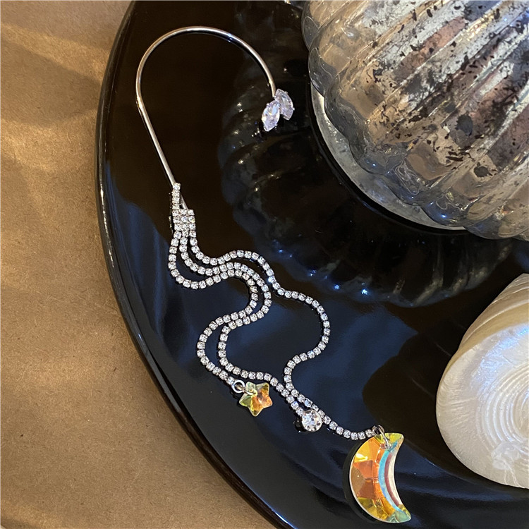 Personality Exaggerated Super Long Ear Hook Design Sense Net Celebrity No Pierced Earrings