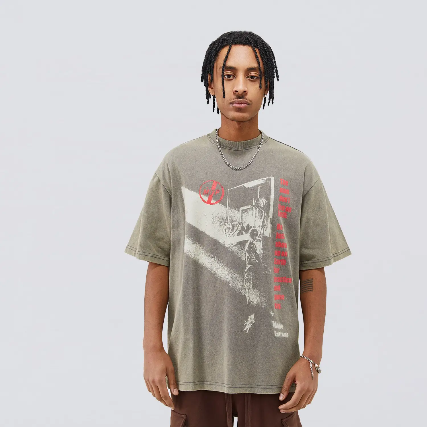 Printed Wash Worn Short Sleeved T-shirt