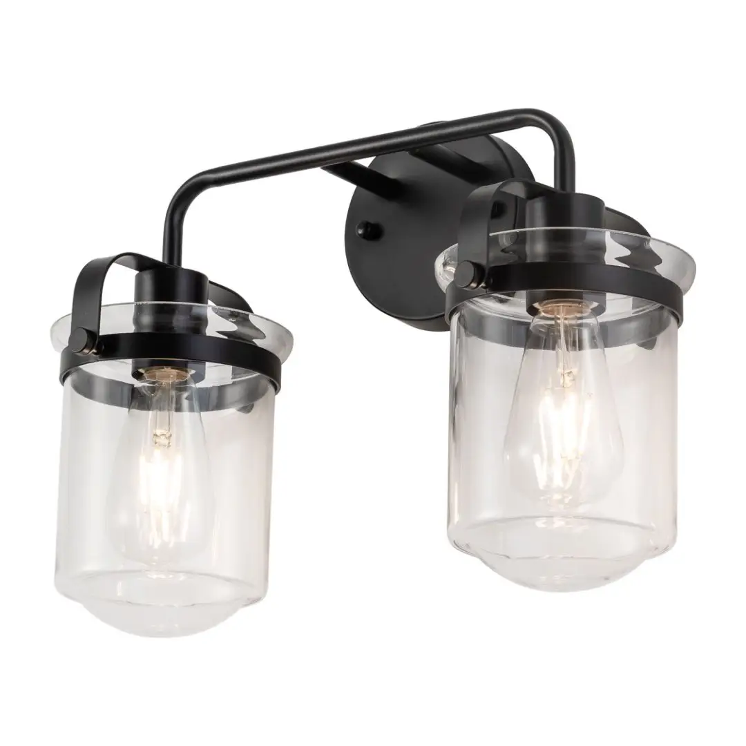 2-Light With Clear Glass Shade, Modern Sconce