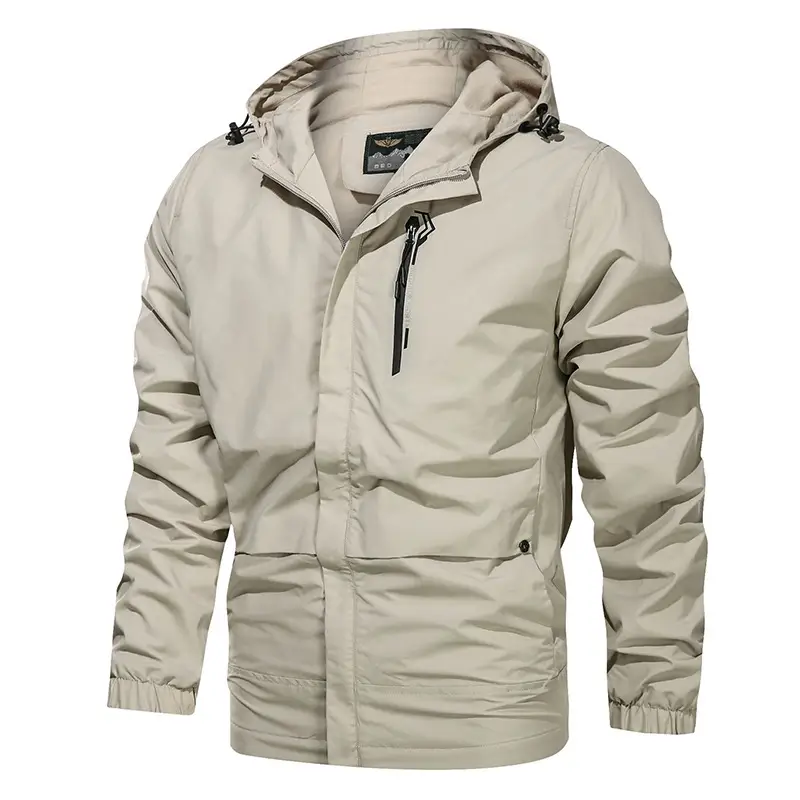 Men's Outdoor Hooded Large Size Quick Dry Jacket Loose Youth Solid Color Jacket