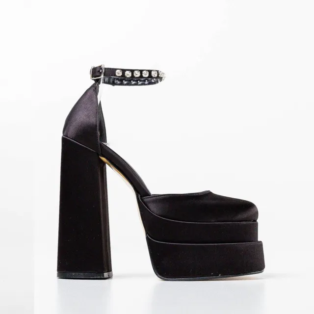 New Fashion 14cm Rhinestone Platform High Heels Black - Shop at LoveMi