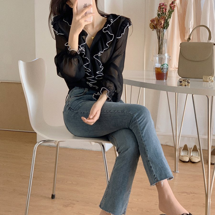 Ladies Slim And Light Western Style Chiffon Top