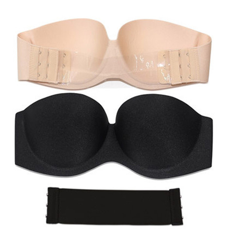 Title 3, Strapless Half Cup Glossy Invisible Bra lifts a...