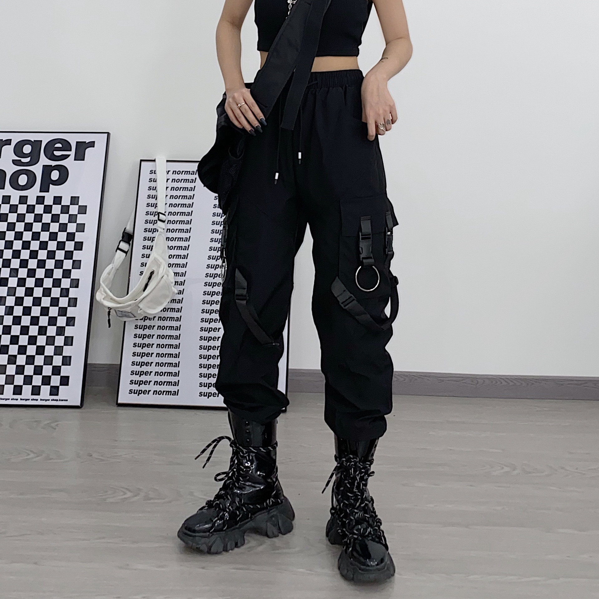 Dark Design Sense High Waist Loose Slim Straight Casual Pants