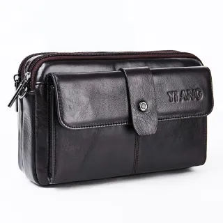 Fashion Top Layer Cowhide Messenger Bag Multifunctional - Coffee