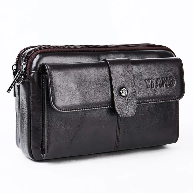 Fashion Top Layer Cowhide Messenger Bag Multifunctional - Coffee