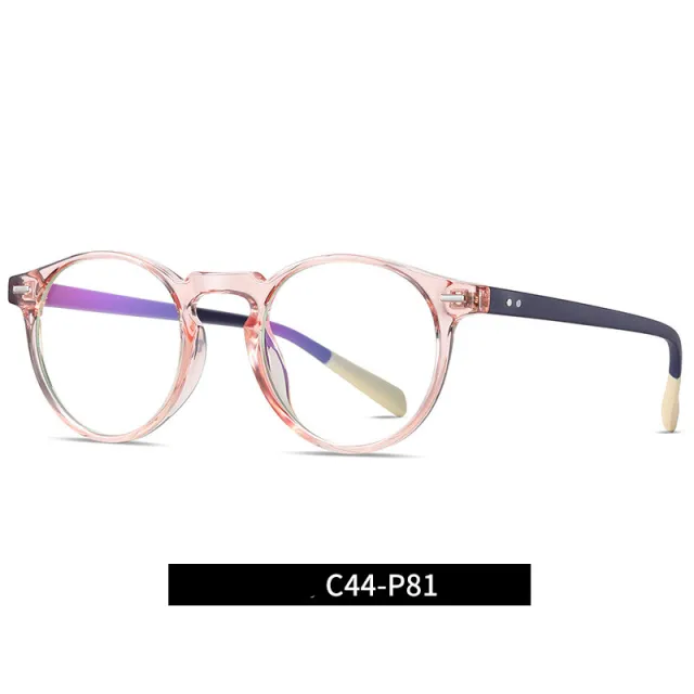 Retro Blue Light Blocking Glasses 2320 Unisex Transparent Powder C44P81 - Shop at LoveMi