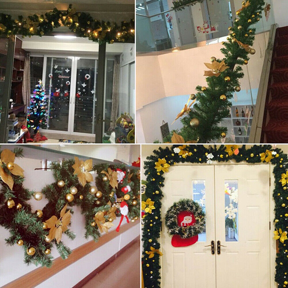 9FT Christmas Garland Decorations Fireplace Stair Artificial Wreath Bushy Pine — image 8