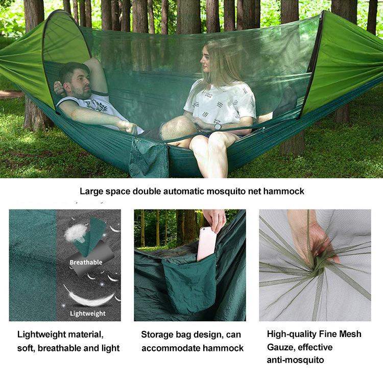 Hamac de camping double avec moustiquaire à ouverture rapide 2