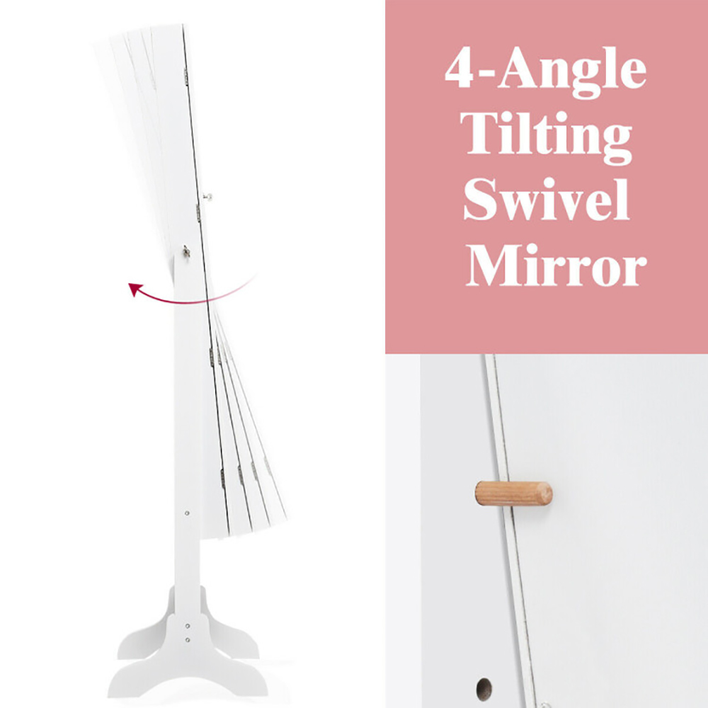 Lockable Mirrored Jewelry Cabinet Armoire Storage Organizer Box 11