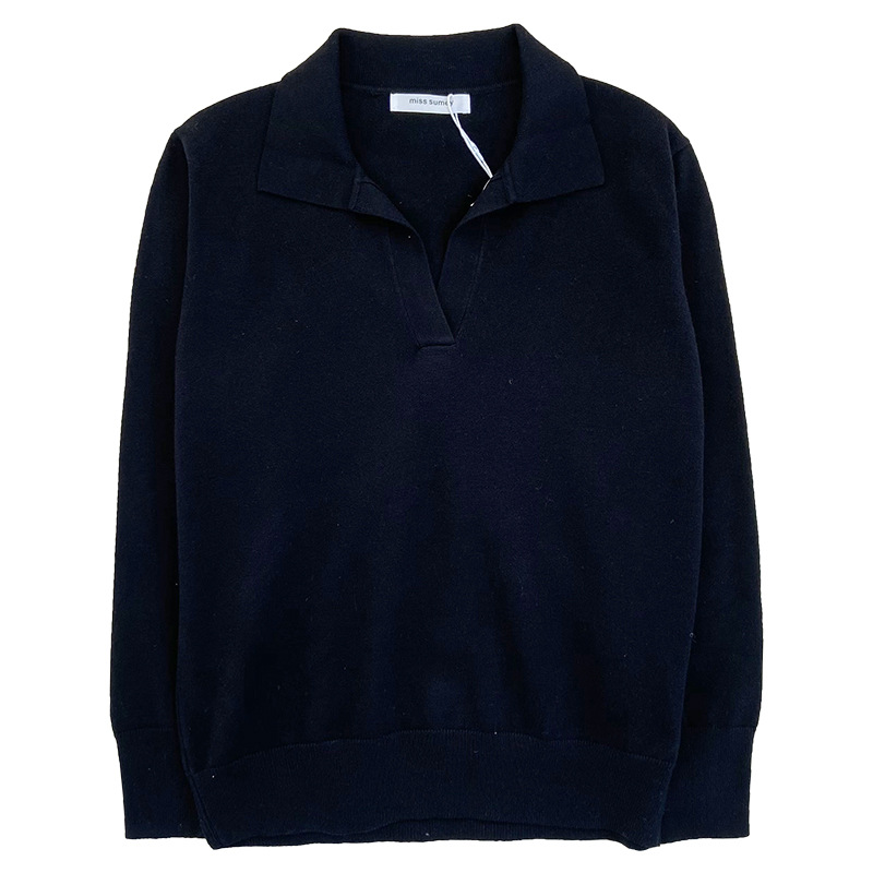 Women's Temperament Simple Lapel Slim Fit Long Sleeve Knit Sweater - Image 8