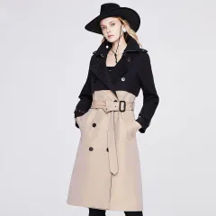 Women's Autumn Lace-Up Double Breasted Urban Casual Long Trench Coat - Khaki - View 1