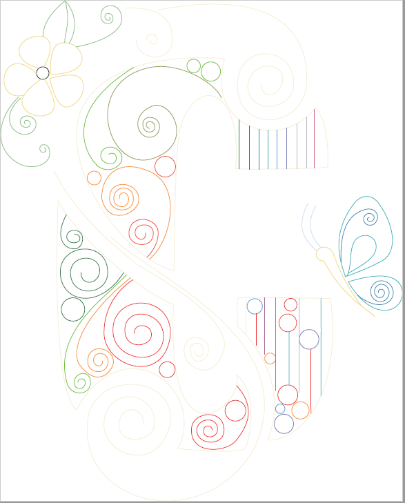 Paper Filigree Painting Kit - Letters (A style-S)