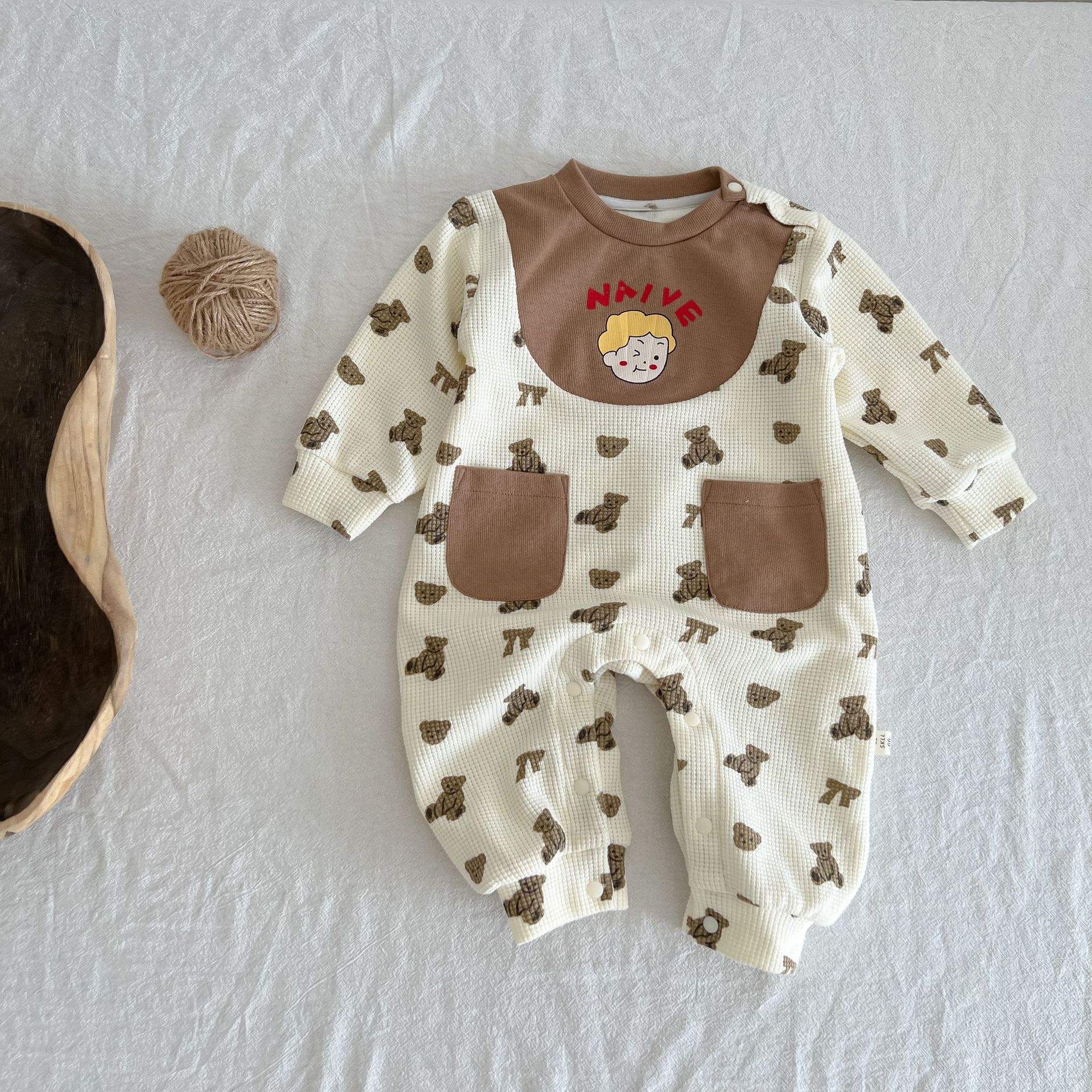Waffle Bear Cute Pocket Bodysuit