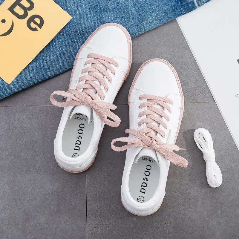 Street Style Trendy Flat Girls Sneakers - White