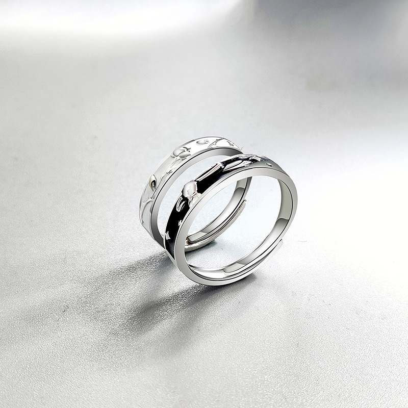 Title 4, Prince And Rose Couple Ring Sterling Silver Pai...