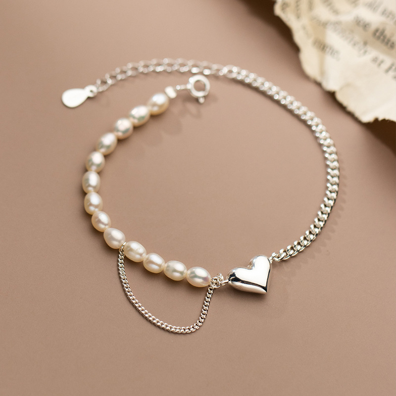 Title 1, Pulsera Cadena Plata Love Pearl Corazón Regalo ...