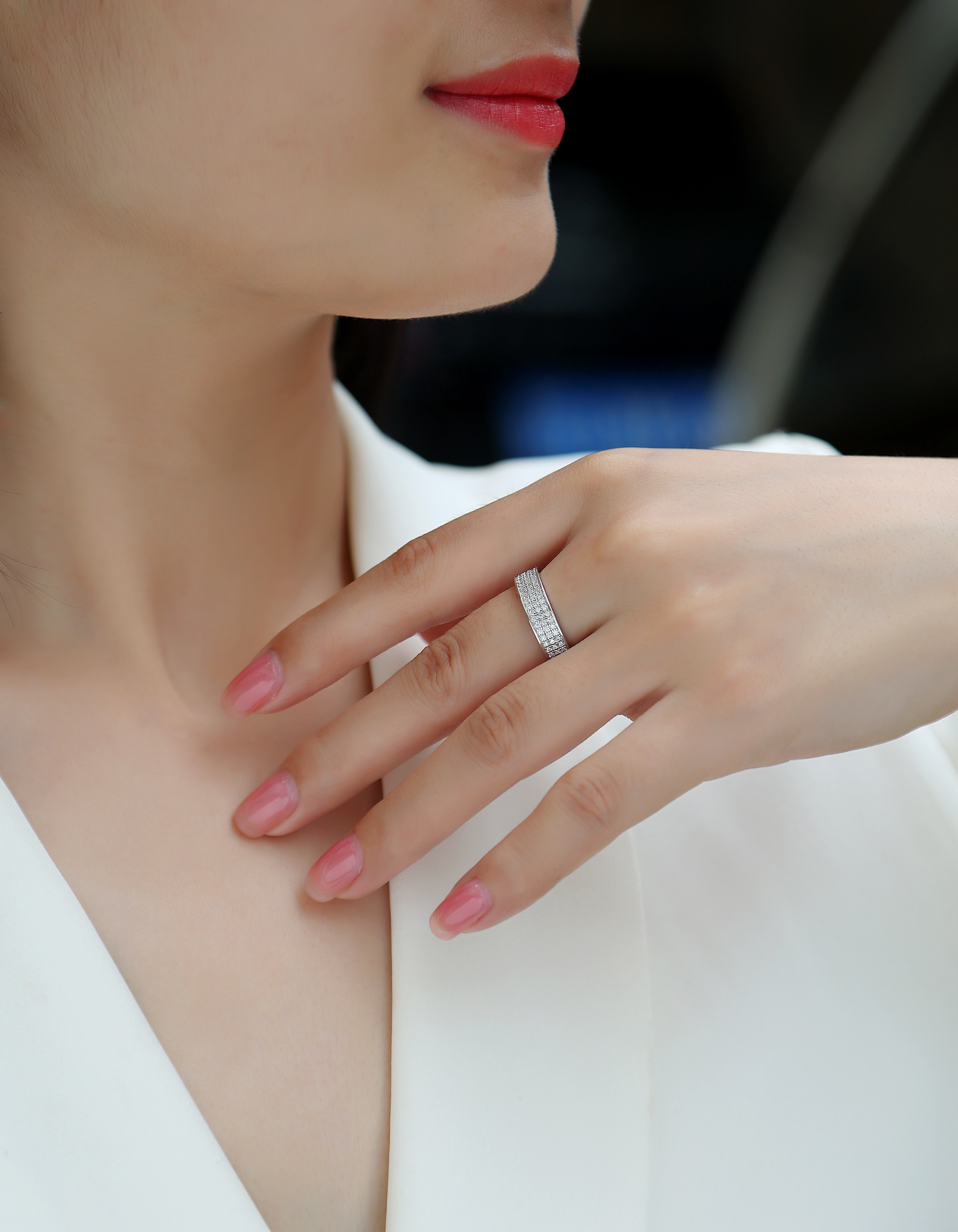 Platinum-Plated Moissanite Ring Set, picture 4 of 5