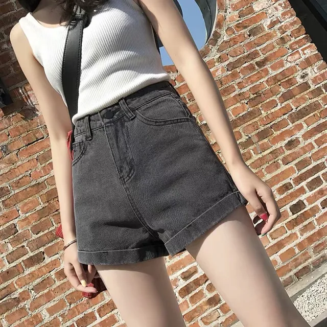 High Waisted Smoked Gray Denim Shorts For Women Smoke Grey - Shop at LoveMi