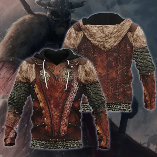 Nordic Mythology 3D Digital Print Hoodie Pullover Sweatshirt Norse Mythology Armor Hood - Shop at LoveMi