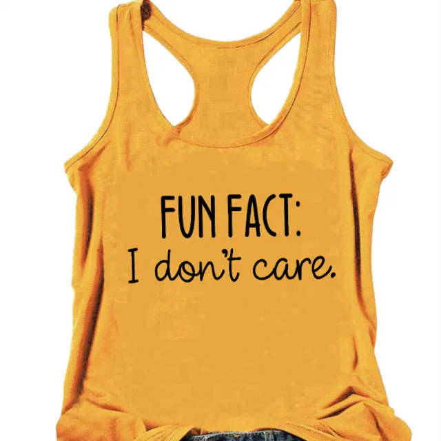 I shaped Vest Europe And The United States Fact I Don't Care Yellow Black Characters - Shop at LoveMi