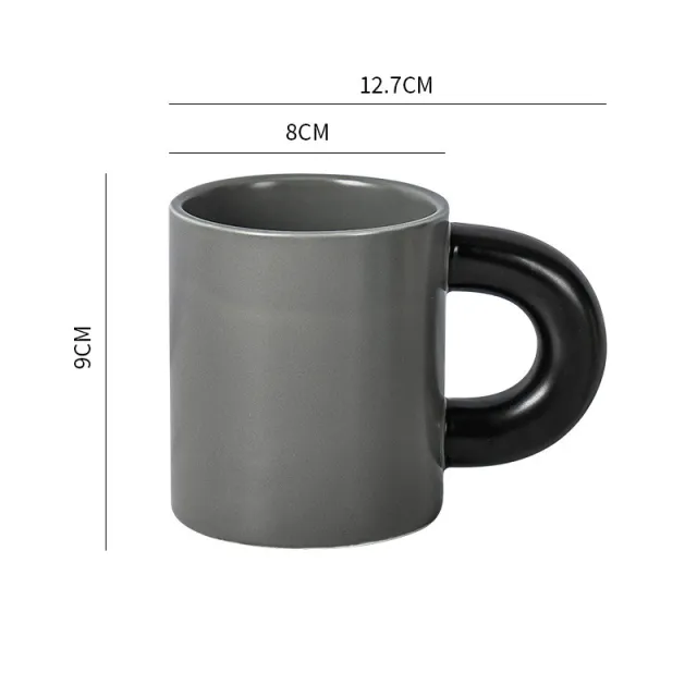 Thick Handle Ceramic Cup With High Face Value Grey - Shop at LoveMi