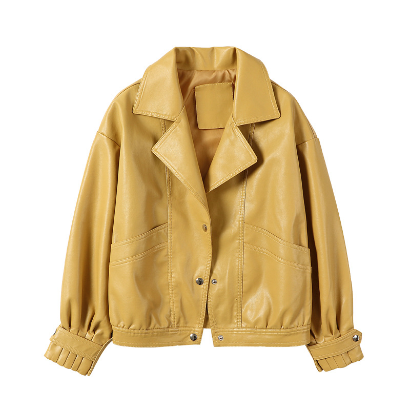 Lapel Lantern Sleeve Loose Biker Suit