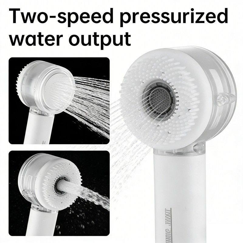 High Pressure Handheld Shower Head With Spa Massage Brush 2 Spray Modes Rain — image 2