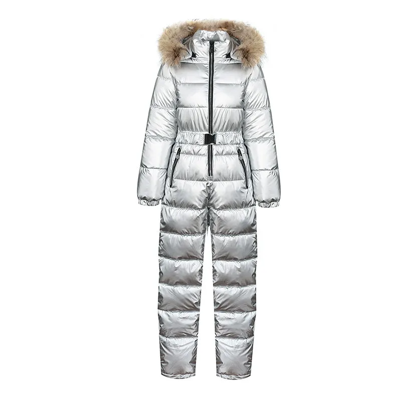 Fashionable Women's Waist Waist Slimming Shiny Cotton Coat - Silver