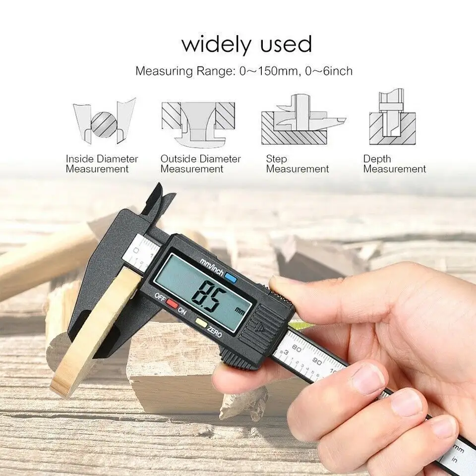 Carbin Fiber Electronic Digital Vernier Caliper Micrometer Guage LCD