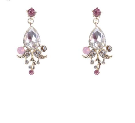 Bride Crystal Crown Hair Accessory Pink Diamond Ear Pins - Shop at LoveMi