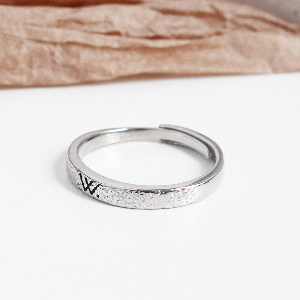 Ins Niche Temperament Jewelry S925 Sterling Silver Frosted Letter W Ring