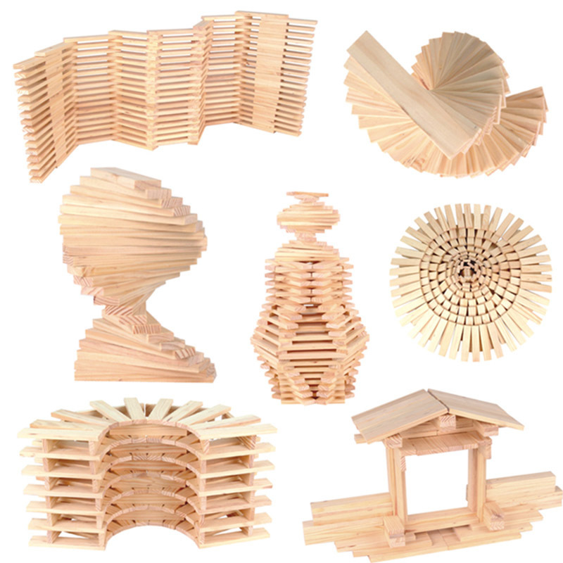 Log Construction Wooden Puzzle Assembling Building Block Toy 7