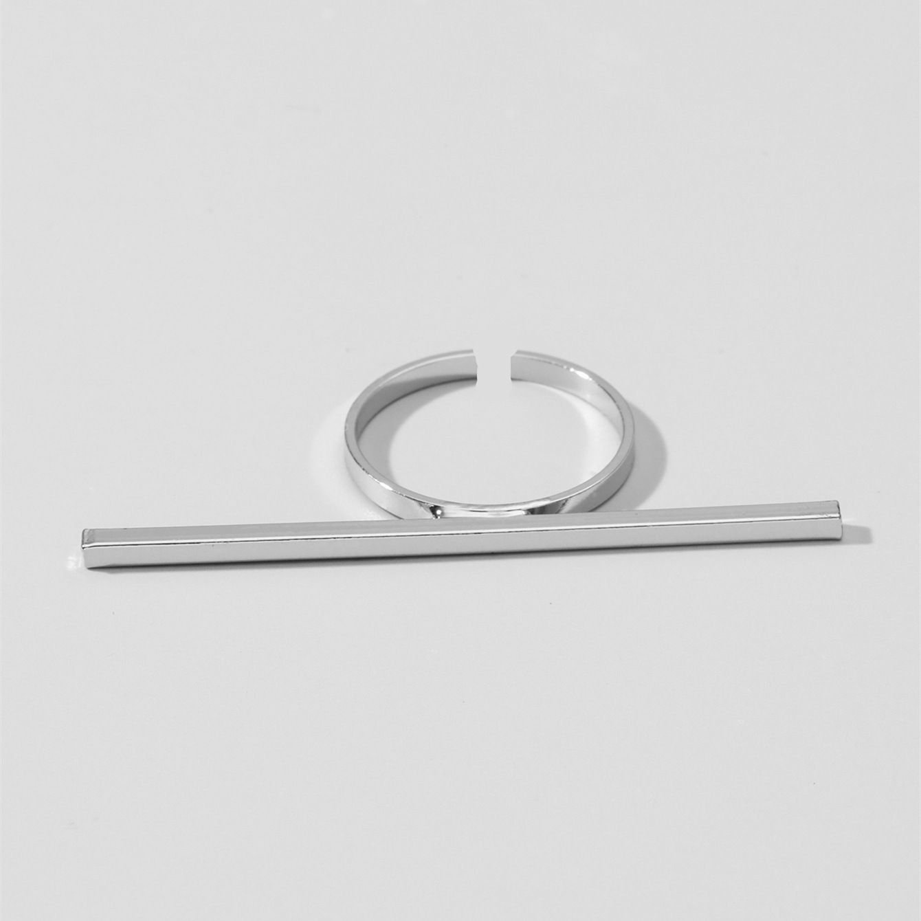One Word Rectangular Geometric Ring Women