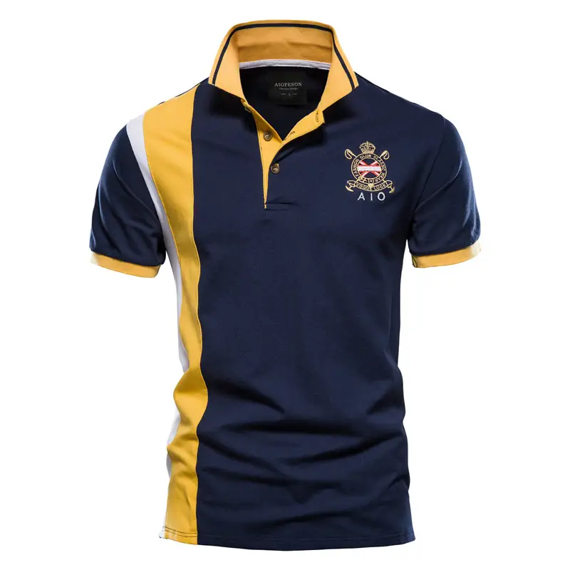 Fashion Men's Embroidery Slim Cotton Short Sleeves