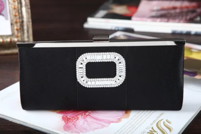Banquet Buckle Square Diamond Clutch Black - Shop at LoveMi