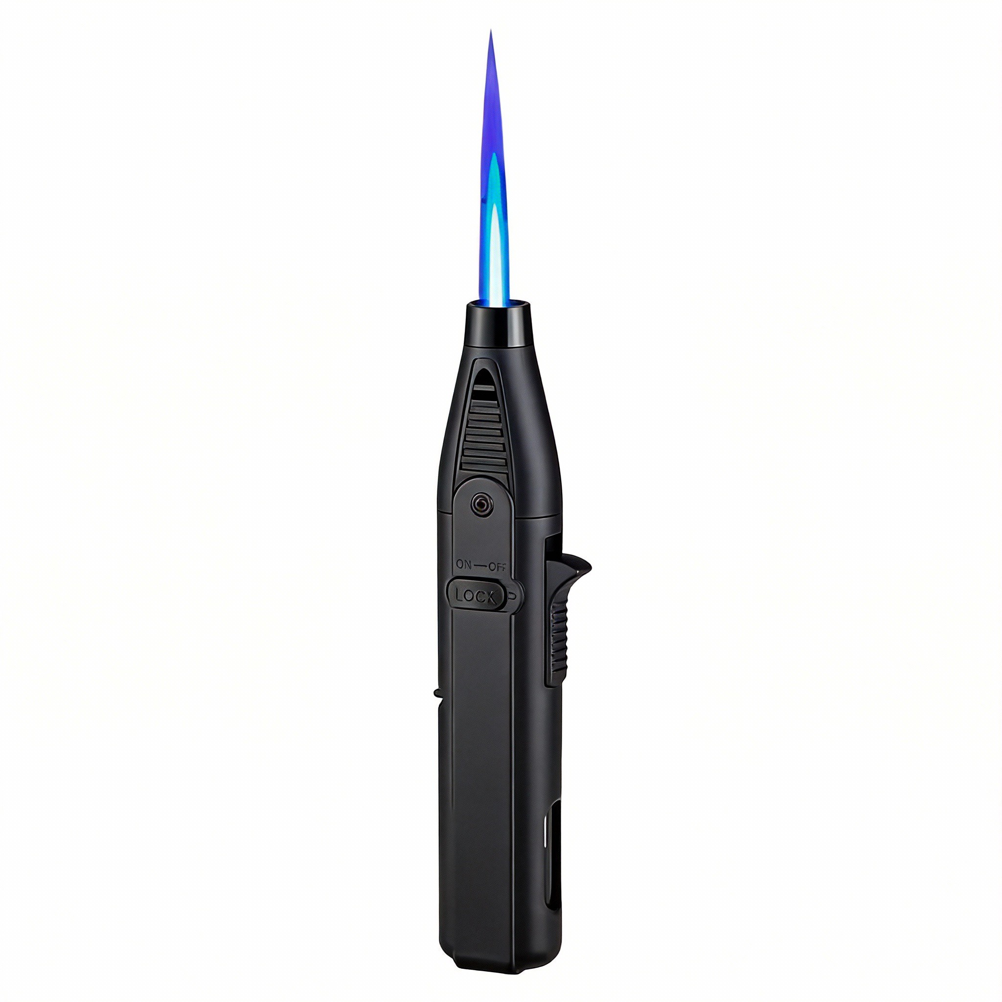 Outdoor Windproof Lighter, Torch Lighter, Blue Flame Lighter With Safety Lock, Suitable For Candles, Barbecue, Stove Walls, Camping Gifts  Excluding Butane Gas