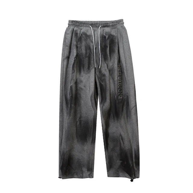 Diablo Tie dye Niche Casual Panties Women Wide Leg Pants Grey - Shop at LoveMi